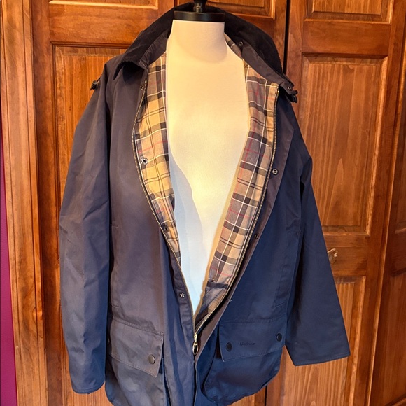 Vintage Barbour Beaufort Jacket Dark Blue Hooded Raincoat A960 XL - Picture 6 of 15